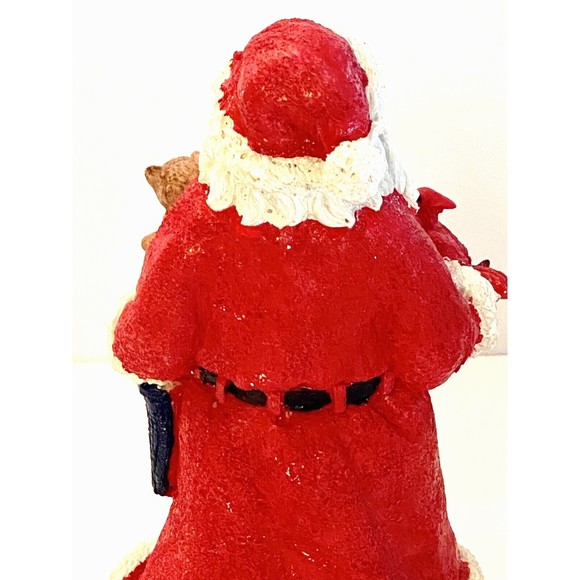 K's Collection Christmas Santa Claus Figurine 7” Holding Cardinal & Teddy Bear - Picture 6 of 7